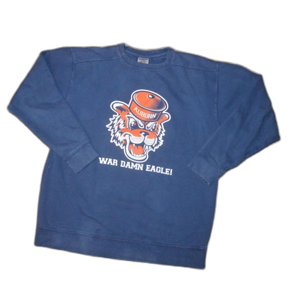 Retro Auburn Tiger War Damn Eagle Comfort Colors Large Pullover Sweatshirt